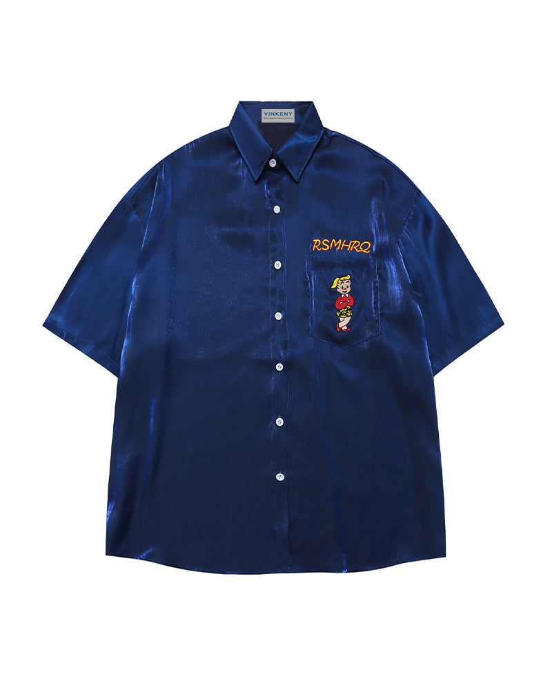 面白い漫画の半袖シャツ