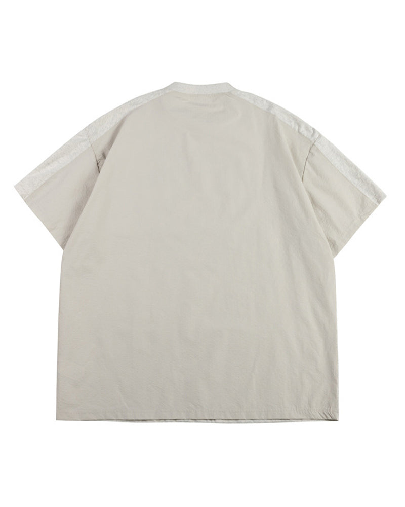 コントラストカラーのステッチワーク半袖