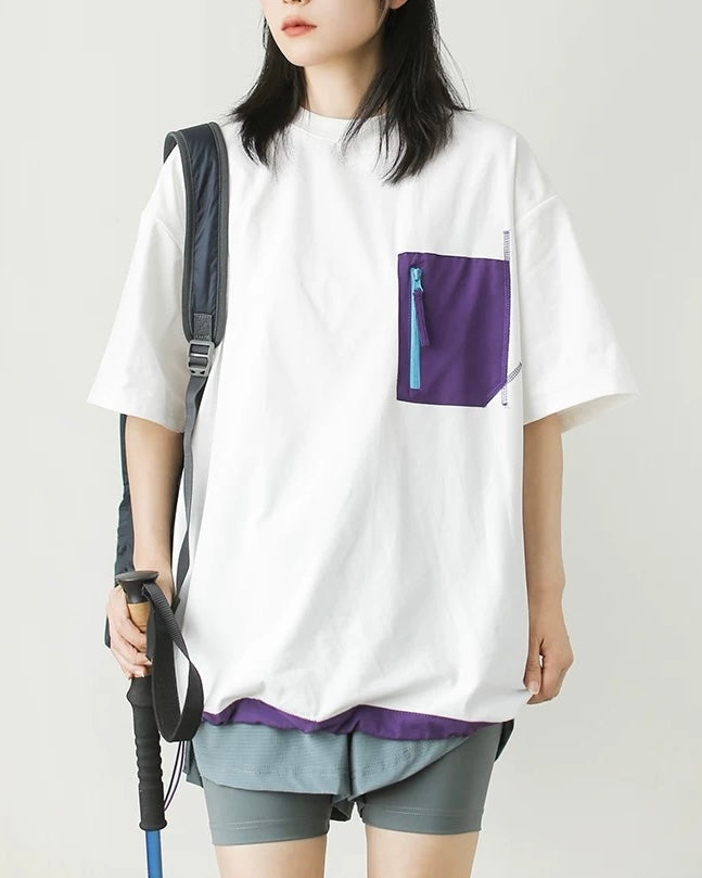 Contrast pocket short sleeves