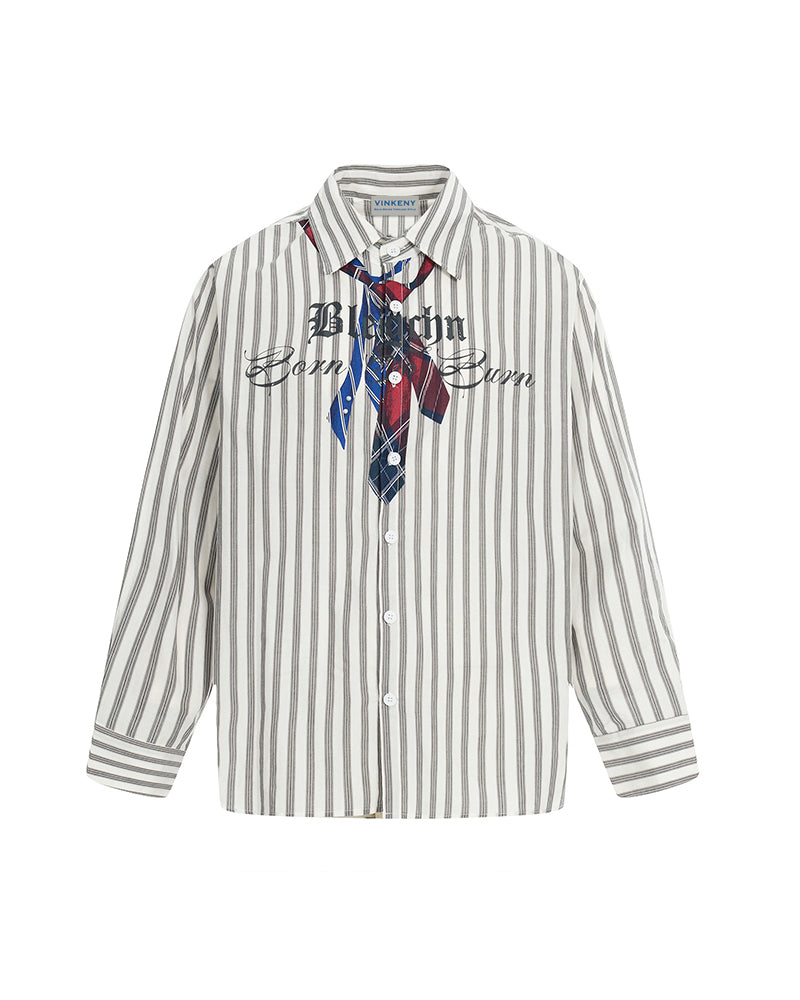 Letter striped long-sleeved shirt