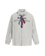 Letter striped long-sleeved shirt