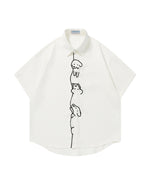 Casual Line-Art Dog Short-Sleeve Shirt