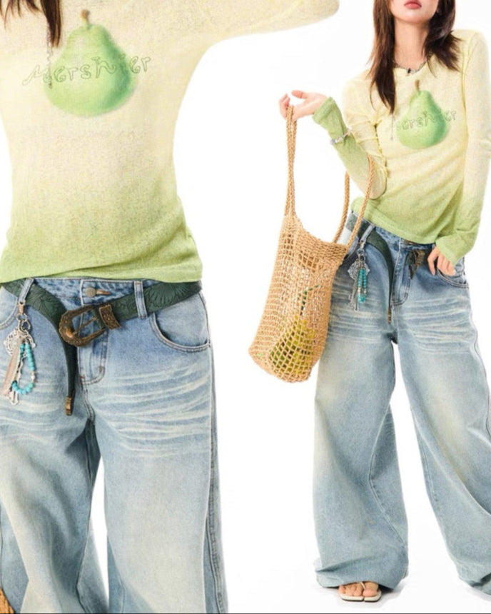 レトロなデザインの長袖