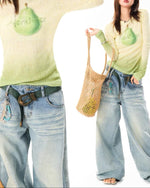 レトロなデザインの長袖