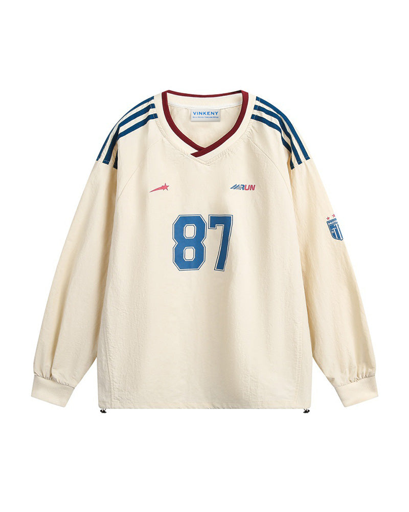 レトロプリントのスポーツスウェットシャツ