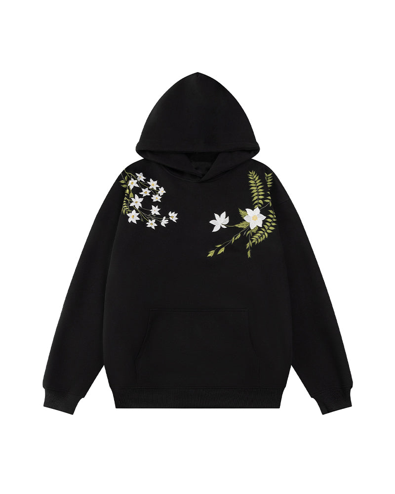 Floral pattern hooded sweatshirt