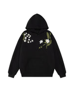 Floral pattern hooded sweatshirt