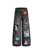 Cartoon washed straight jeans