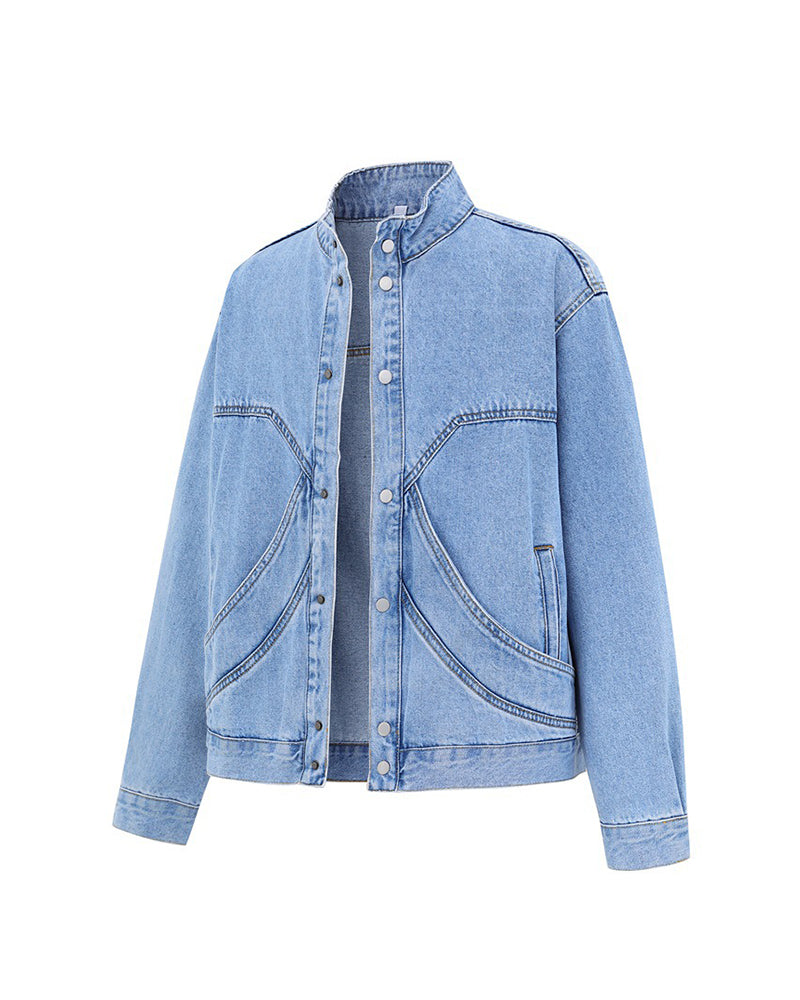 ウォッシュ加工スタンドカラージャケット