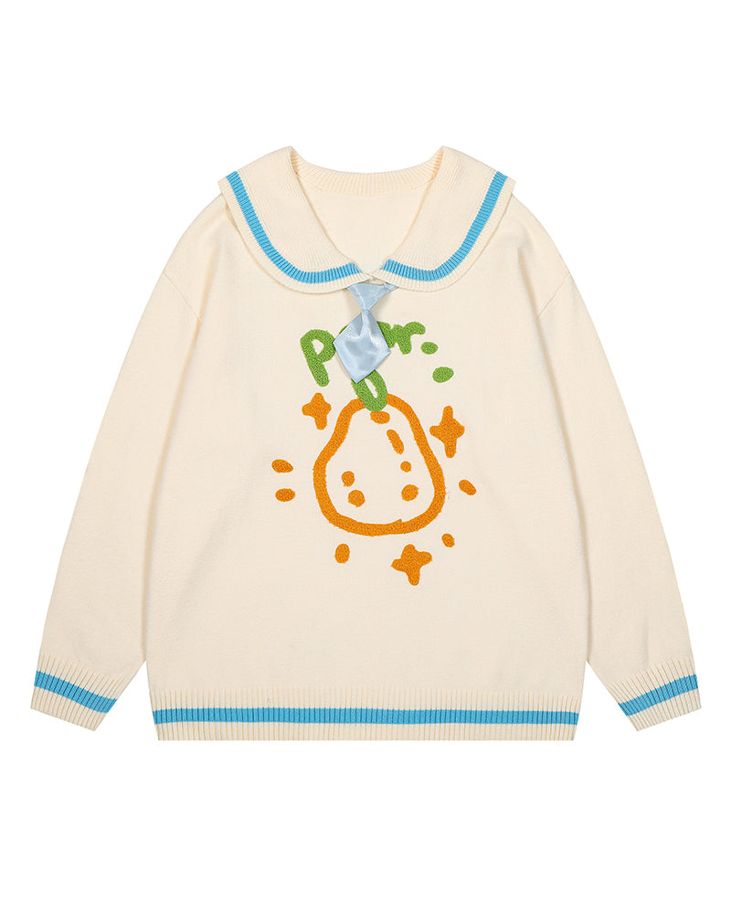 재미있는 패턴 풀오버 스웨터