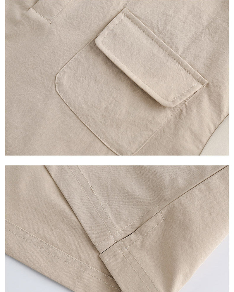 パッチワーク半袖ワークシャツ