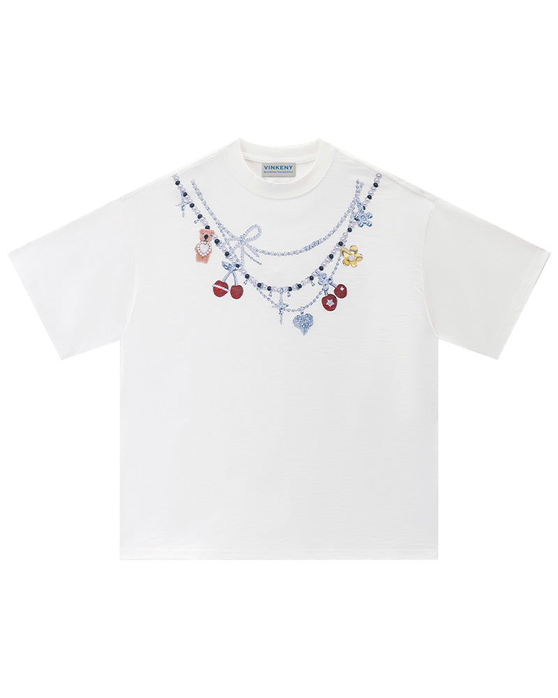 Decorated loose short sleeves