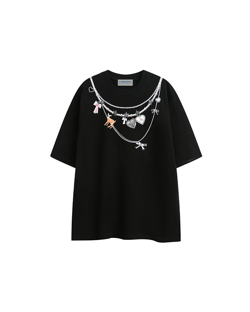 Retro pattern all-match short-sleeve