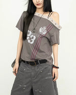 オフショルダーストラップの半袖