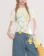 Fun pattern short sleeves