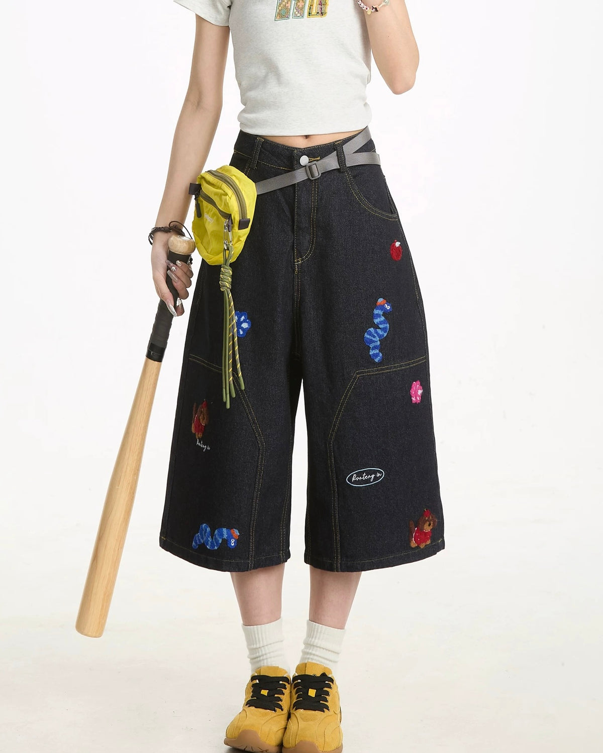 Vintage graphic denim shorts