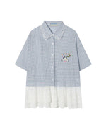 Lace-Paneled Short-Sleeve Shirt
