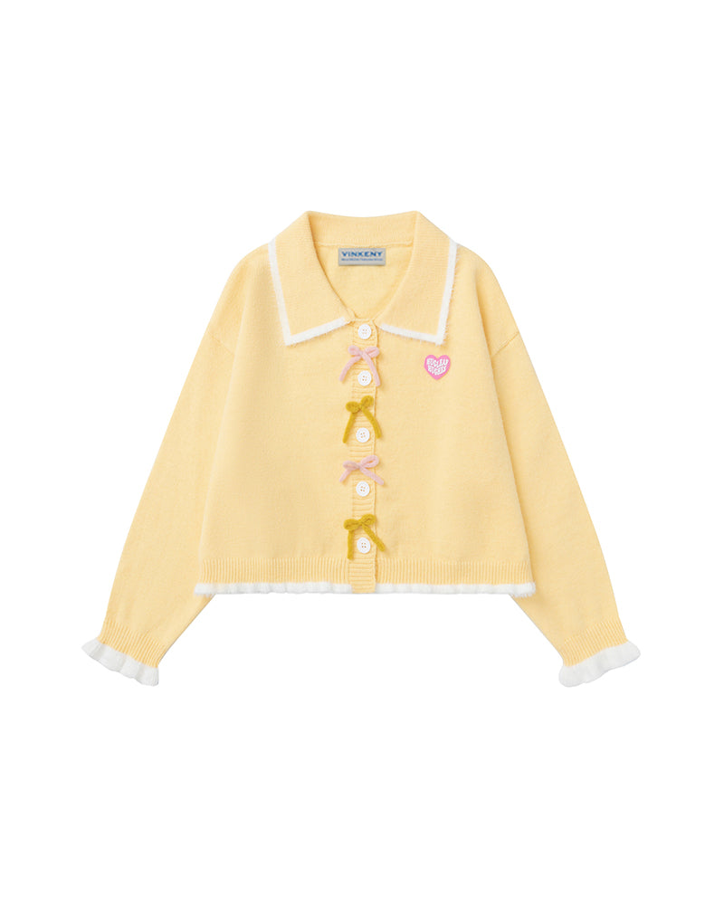 リボンカーディガンセーター