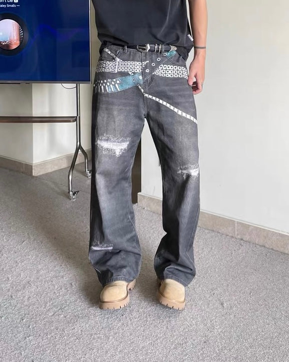Designer straight jeans