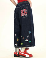 楽しいプリントのクロップドジーンズ