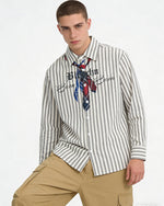 Letter striped long-sleeved shirt