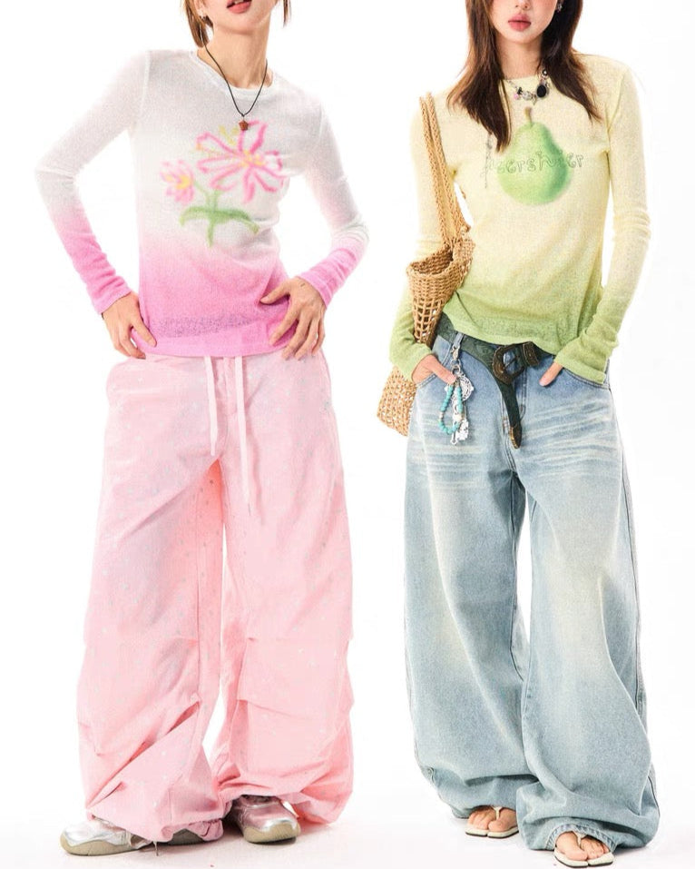 レトロなデザインの長袖