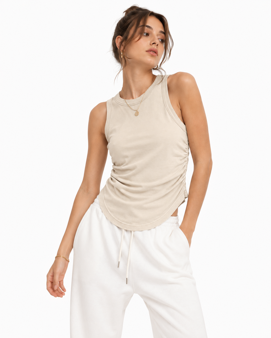 235g Cool-touch distressed crinkle tank top