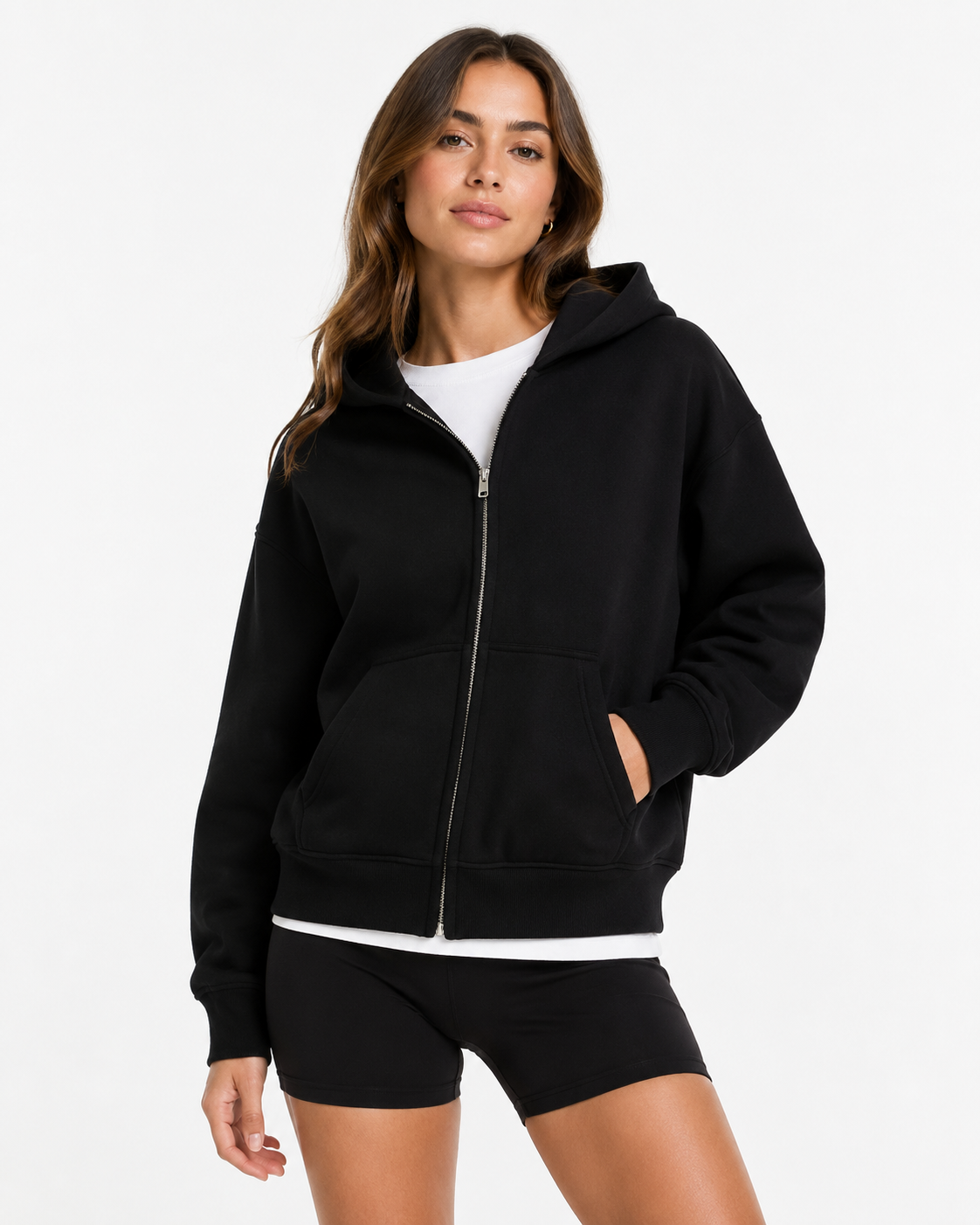 345g Hooded zip-up sweatshirt