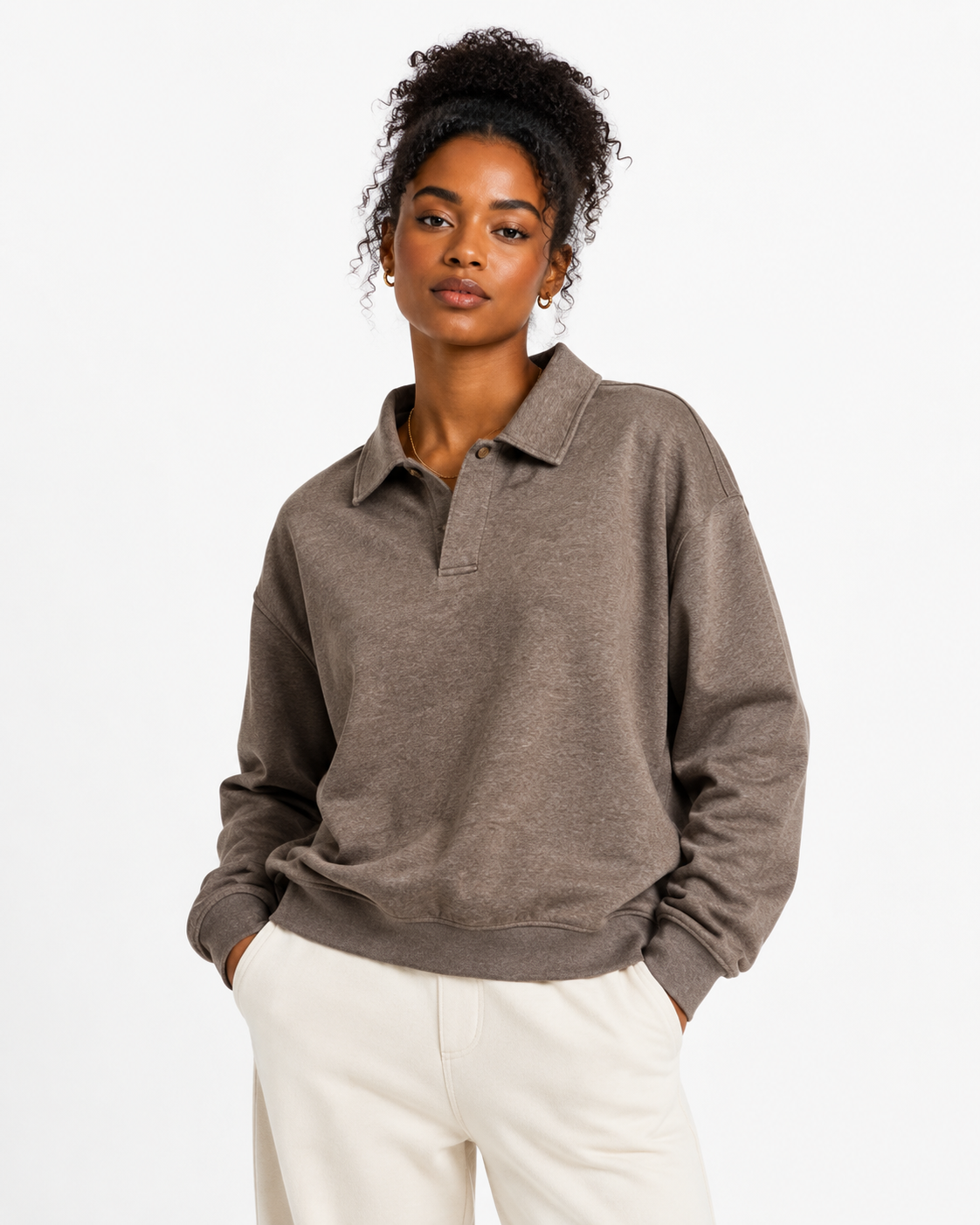 320g Casual polo sweatshirt
