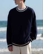 Paneled crew neck sweater