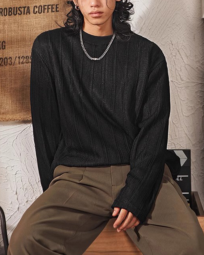 Thick striped crew neck sweatshirt