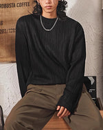 Thick striped crew neck sweatshirt