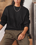 Thick striped crew neck sweatshirt