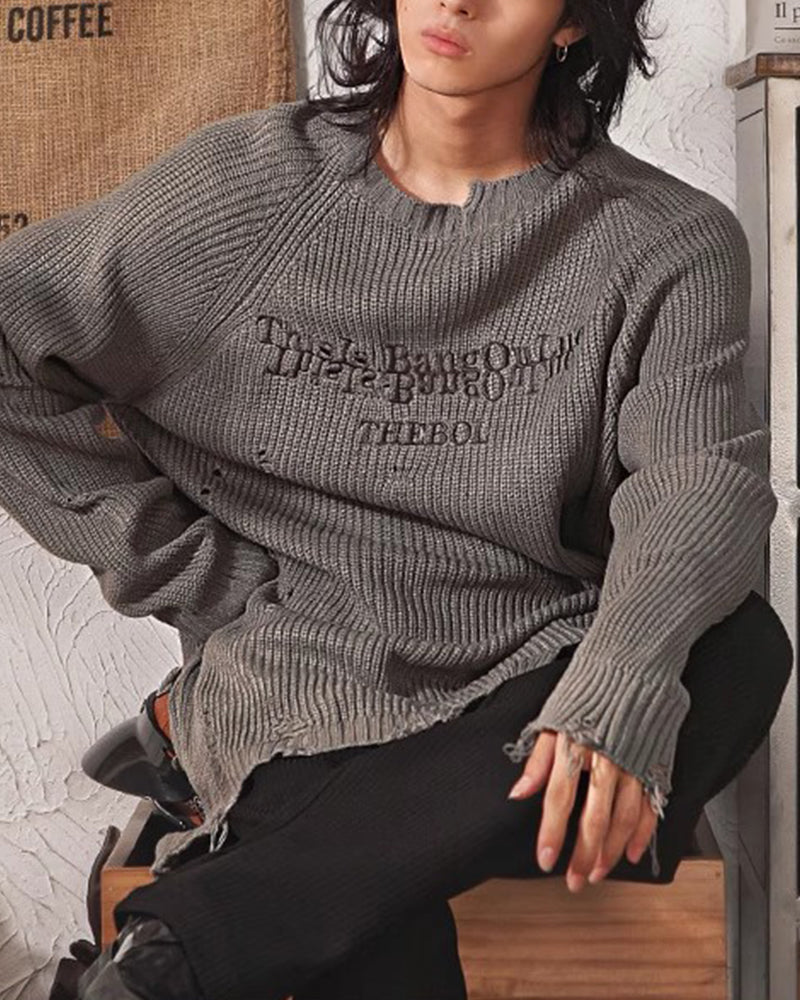 irregular hole sweater