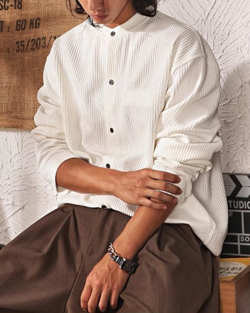 단색 루즈한 긴팔 셔츠