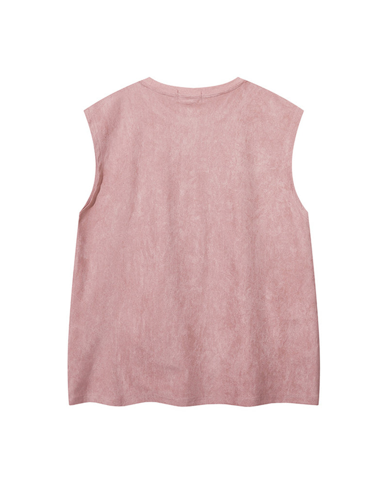 ゆったりとしたクルーネックベスト