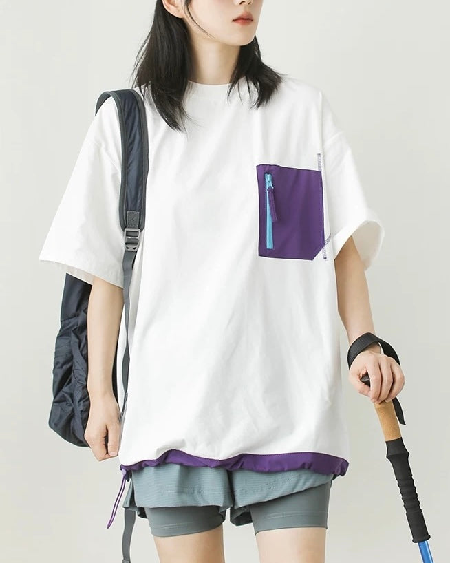 Contrast pocket short sleeves