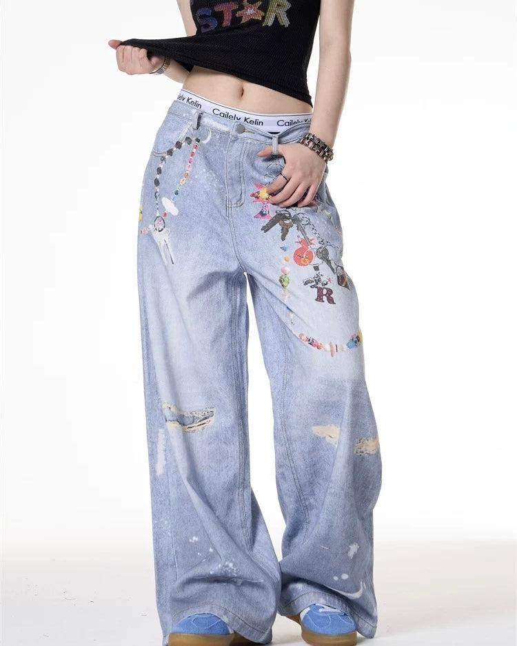 귀엽고 심플한 데님 팬츠