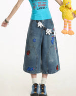 Vintage graphic denim shorts