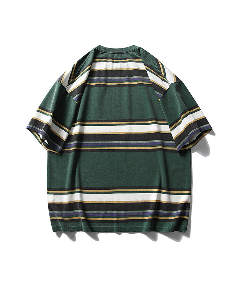 Contrast striped short sleeves