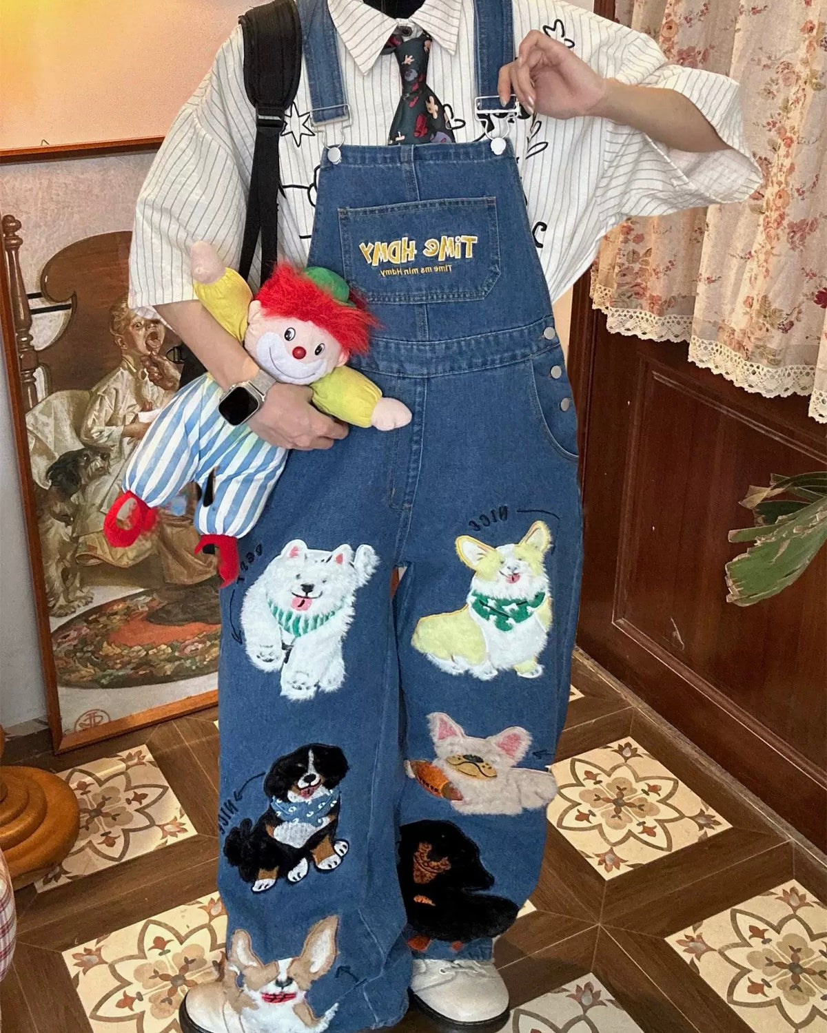 レトロな漫画のオーバーオール