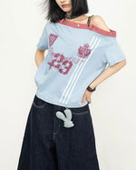 オフショルダーストラップの半袖