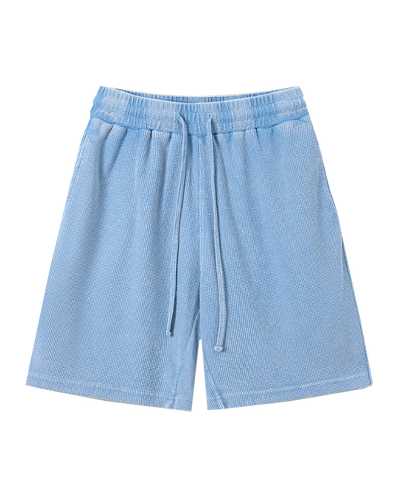 235g Distressed waffle-knit shorts