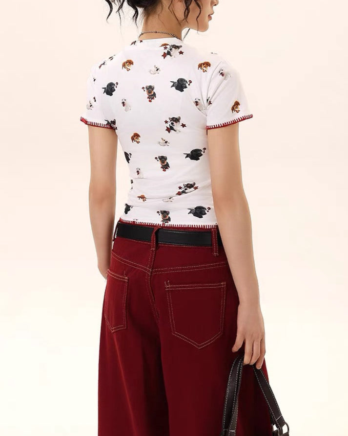 Fun pattern short sleeves