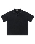 235g Distressed waffle-knit polo shirt