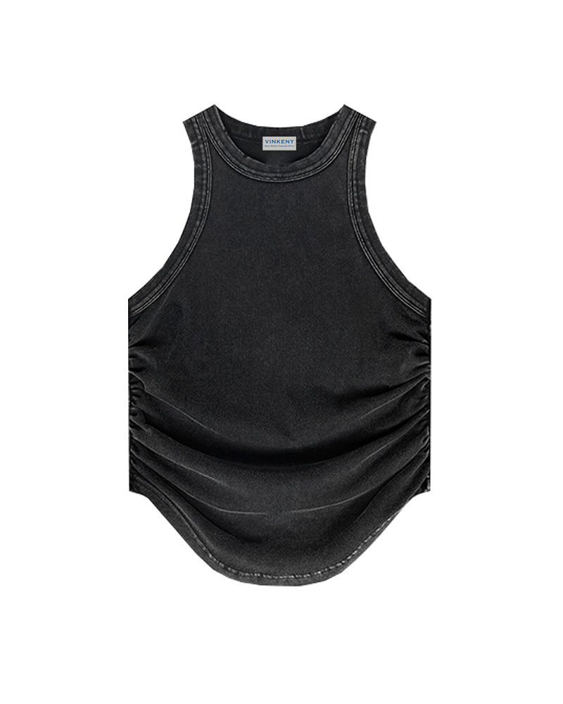 235g Cool-touch distressed crinkle tank top