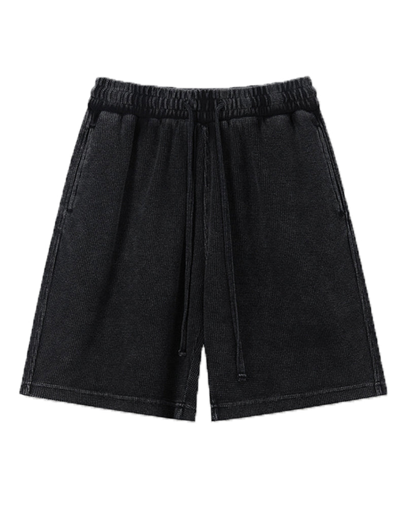235g Distressed waffle-knit shorts