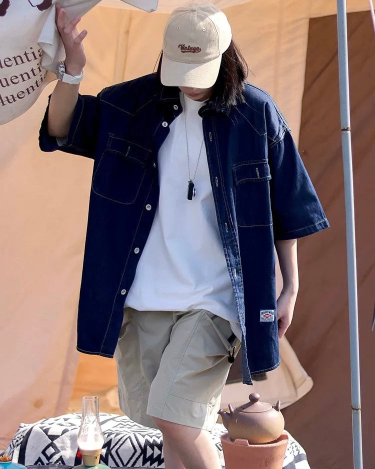 無地半袖ポケットシャツ