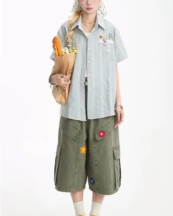 루즈 스트라이프 반팔 셔츠