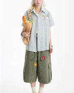 루즈 스트라이프 반팔 셔츠